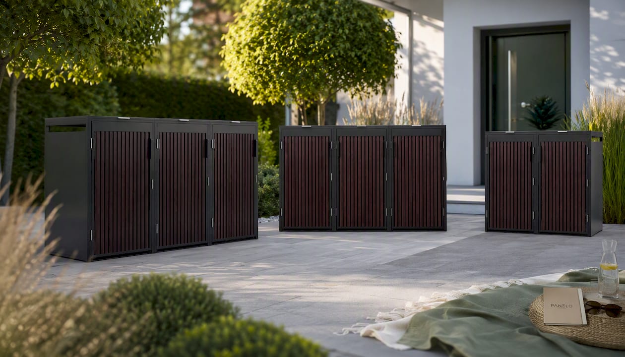 Mülltonnenbox 3er Eiche Graphite