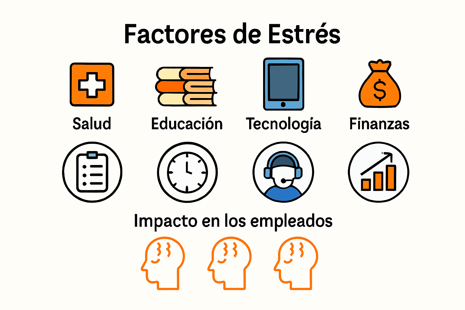 Infografía sobre factores de estrés laboral por sectores profesionales