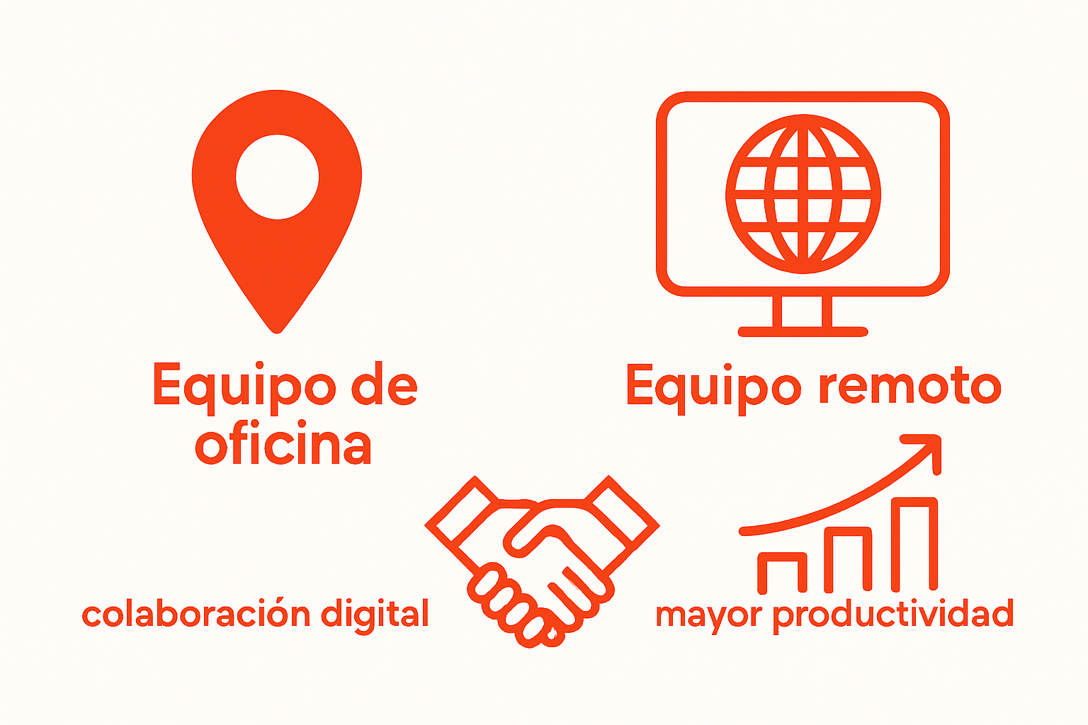 Comparativa visual equipos presenciales versus remotos con enfoque digital