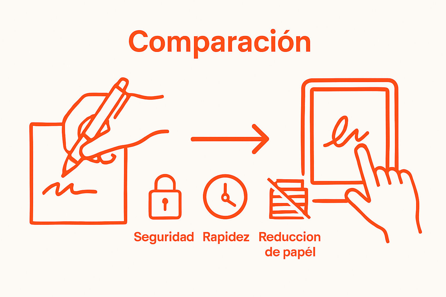 Comparación visual entre firma digital y tradicional mostrando seguridad y eficiencia