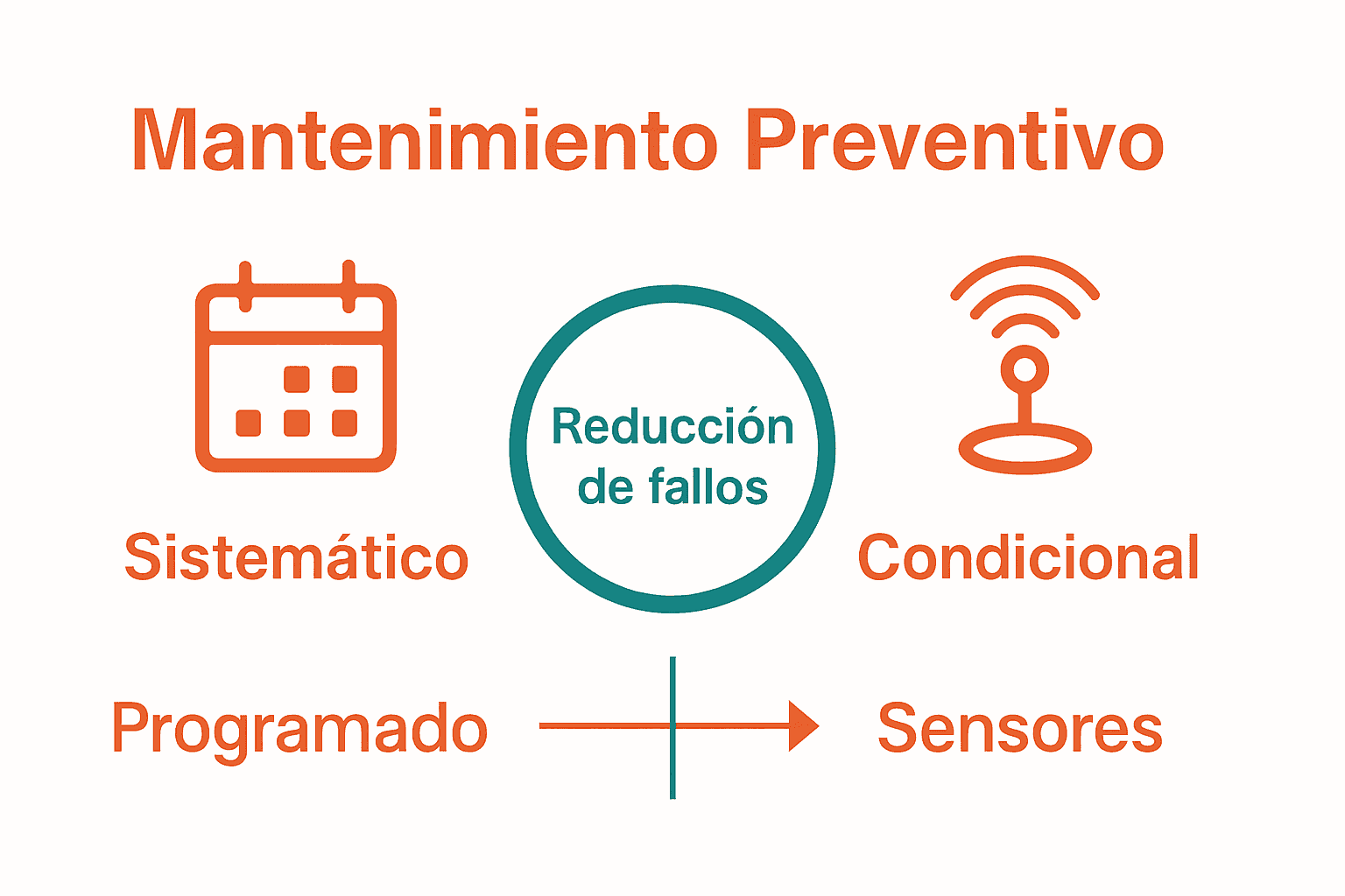 Infografía comparativa de tipos de mantenimiento preventivo.