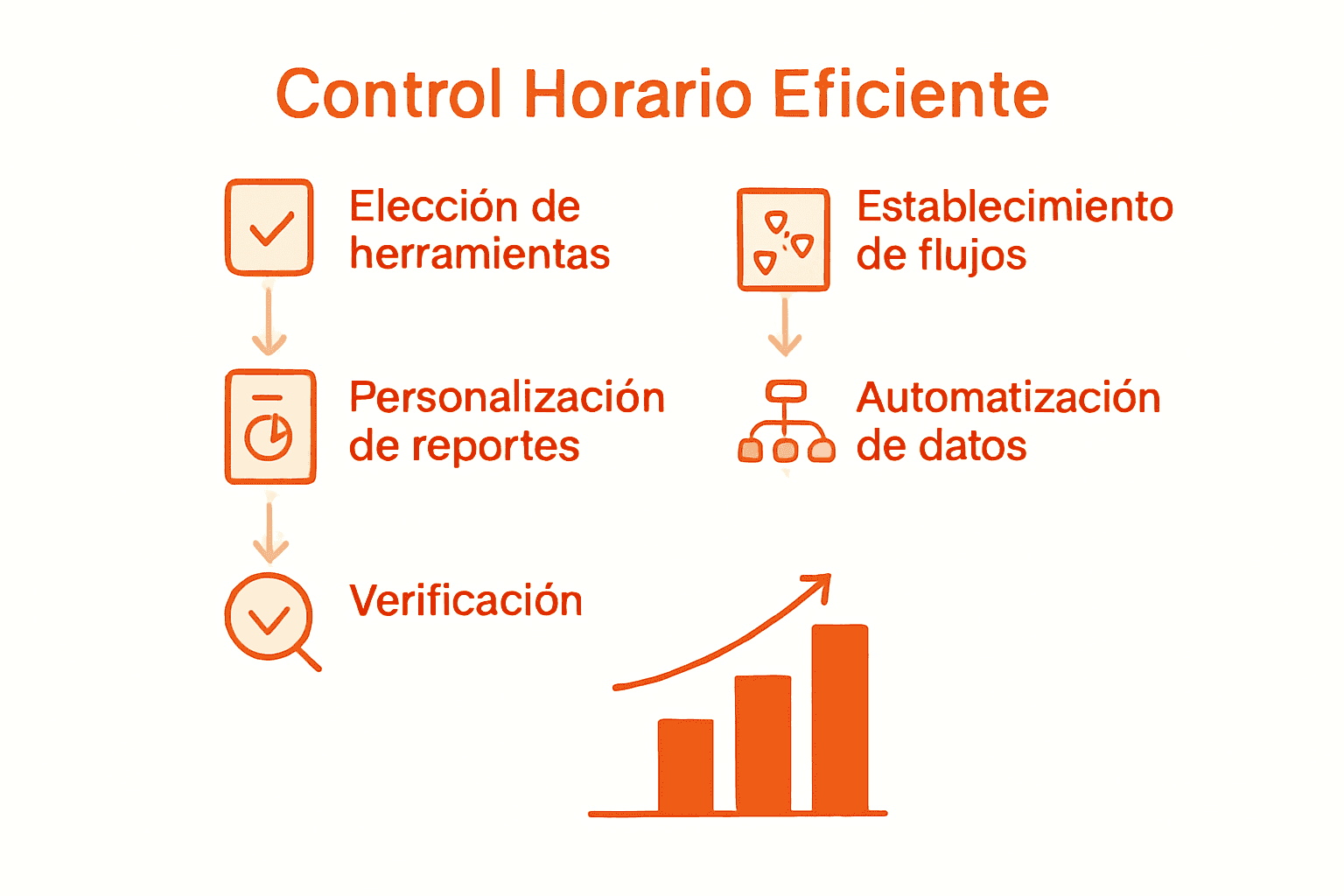 Infografía con pasos clave para control horario en teletrabajo