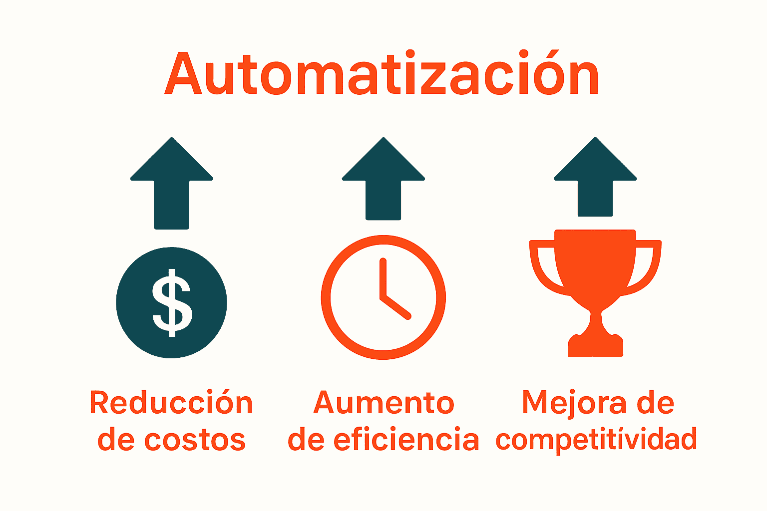 Infografía visualizando reducción de costos, aumento de eficiencia y competitividad