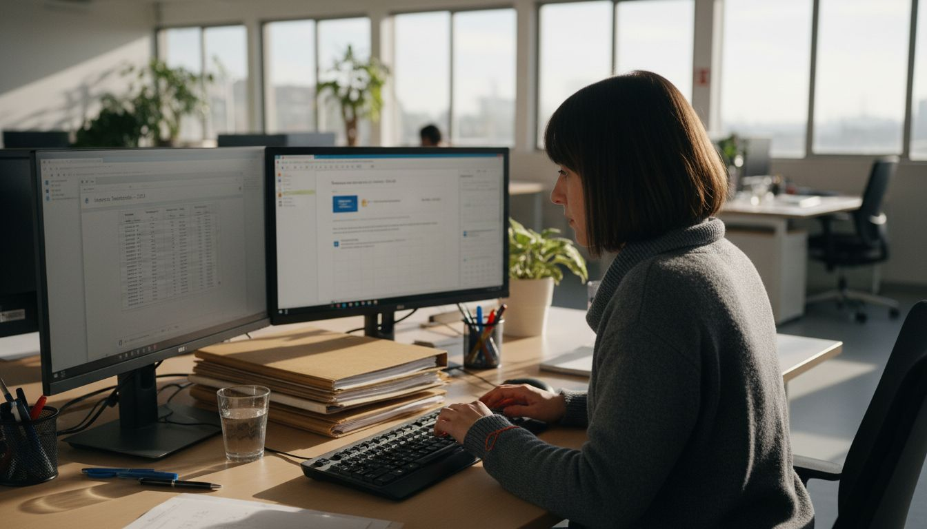 Colaboradora se encarga de mantener en orden tanto los archivos digitales como los documentos en papel.