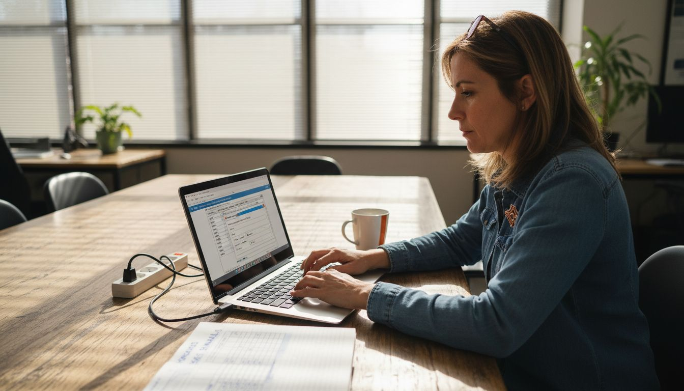 Especialista de Recursos Humanos configurando los parámetros de la calculadora