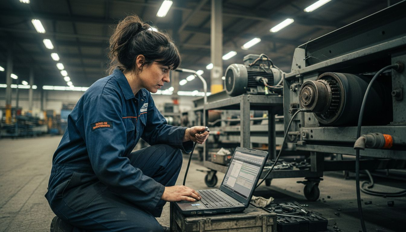 Digitalización y Transformación Digital: Impacto Real en la Gestión Industrial 1 Un técnico lleva a cabo tareas de mantenimiento en la fábrica utilizando herramientas digitales.