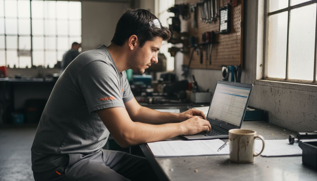 Supervisor realizando ajustes en el formato digital de mantenimiento