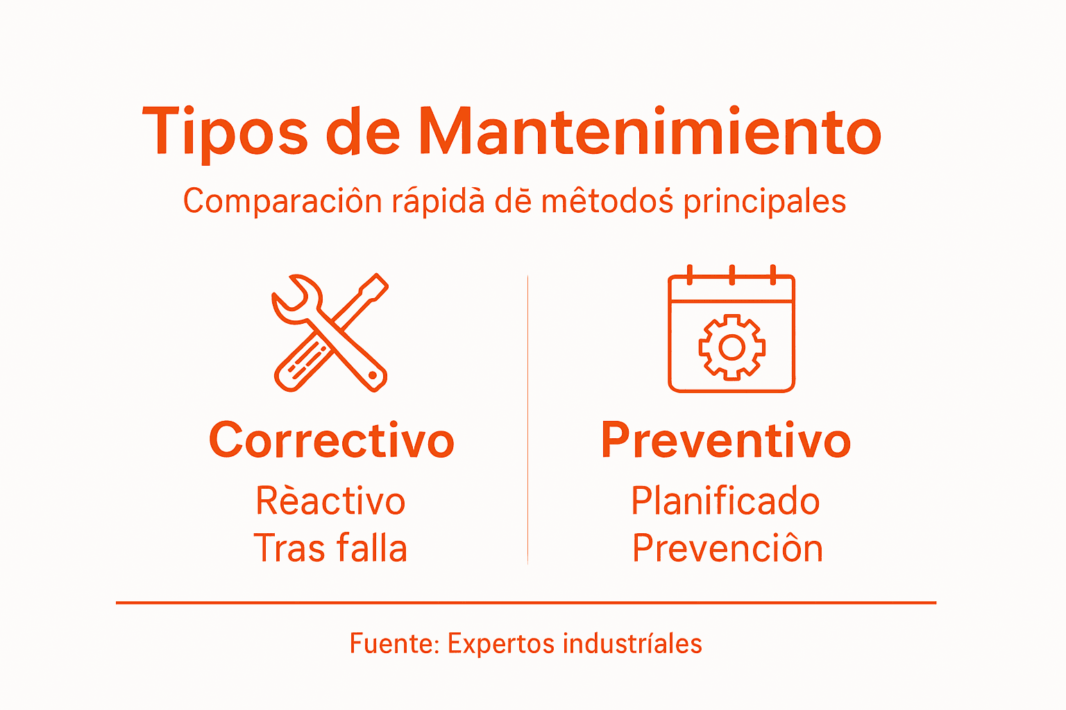 Infografía: comparativa de los principales métodos de mantenimiento industrial