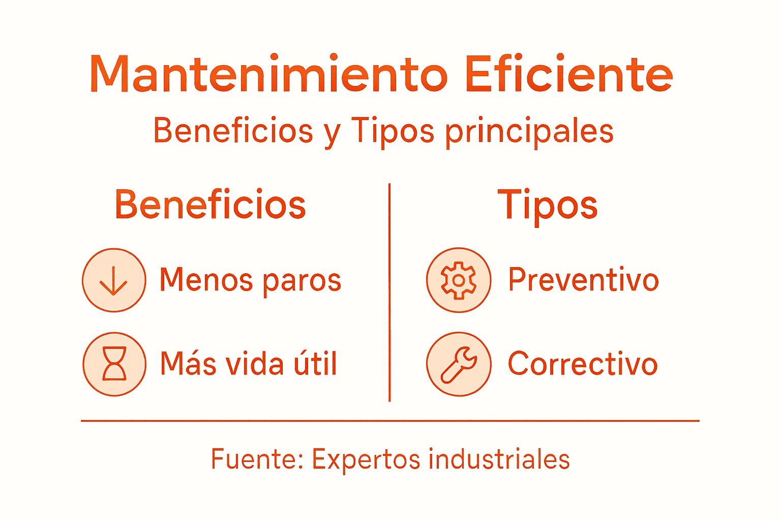 Descubre en esta infografía cuáles son los principales beneficios del mantenimiento y los diferentes tipos que existen.
