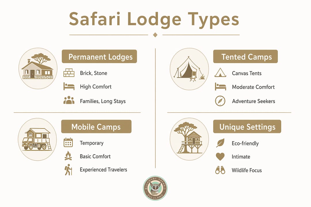 Infographic comparing different safari lodge types
