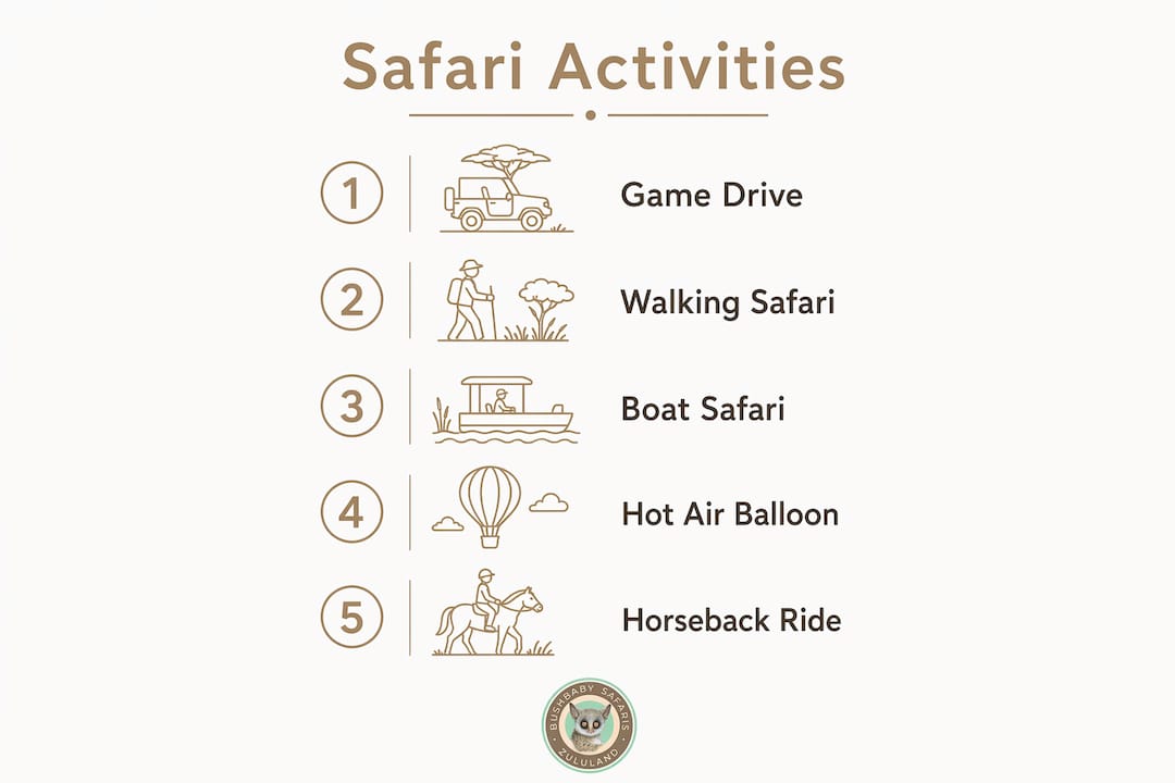 Infographic showing typical safari holiday activities