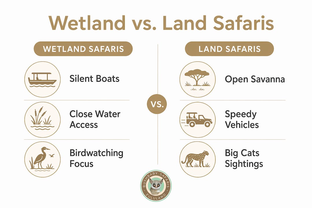 Infographic comparing wetland and land safaris