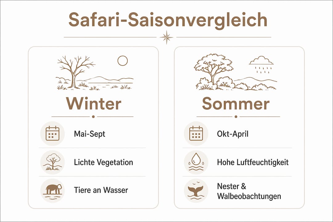 Übersichtsgrafik: Wann ist die beste Zeit für eine Safari in KwaZulu-Natal?