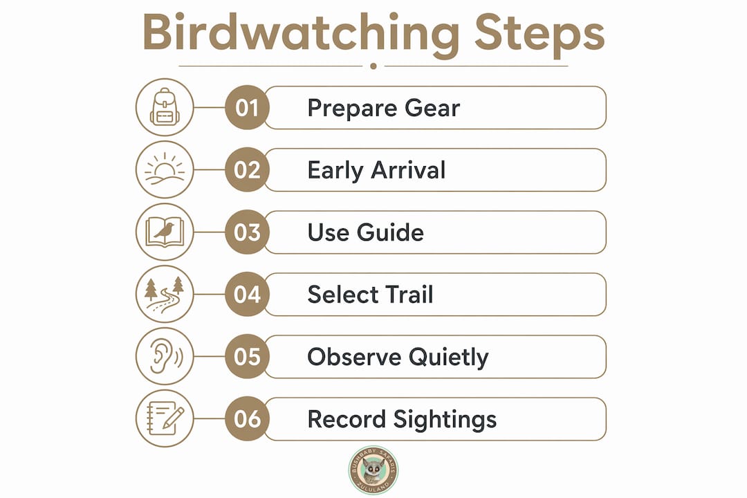Infographic illustrating birdwatching steps