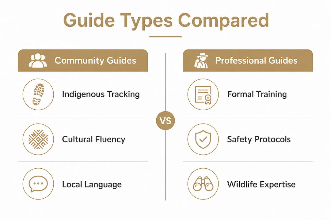 Infographic comparing community and professional guides