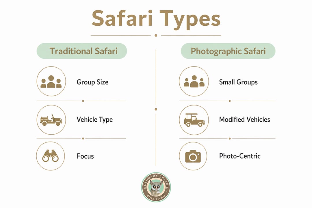 Infographic comparing traditional and photographic safaris