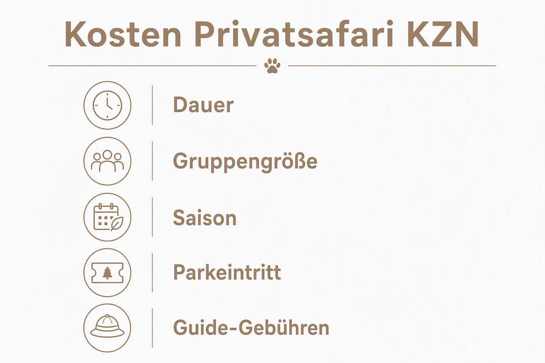 Übersichtsgrafik: Was kosten private Safaris in KwaZulu-Natal wirklich?