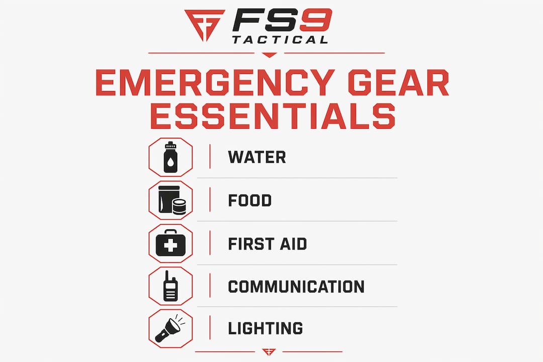 Infographic of emergency gear essential categories