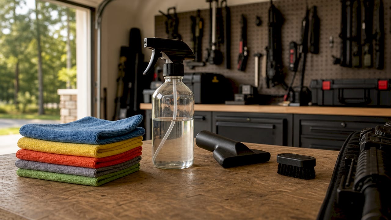Cleaning tools and microfiber cloths for rifle cases