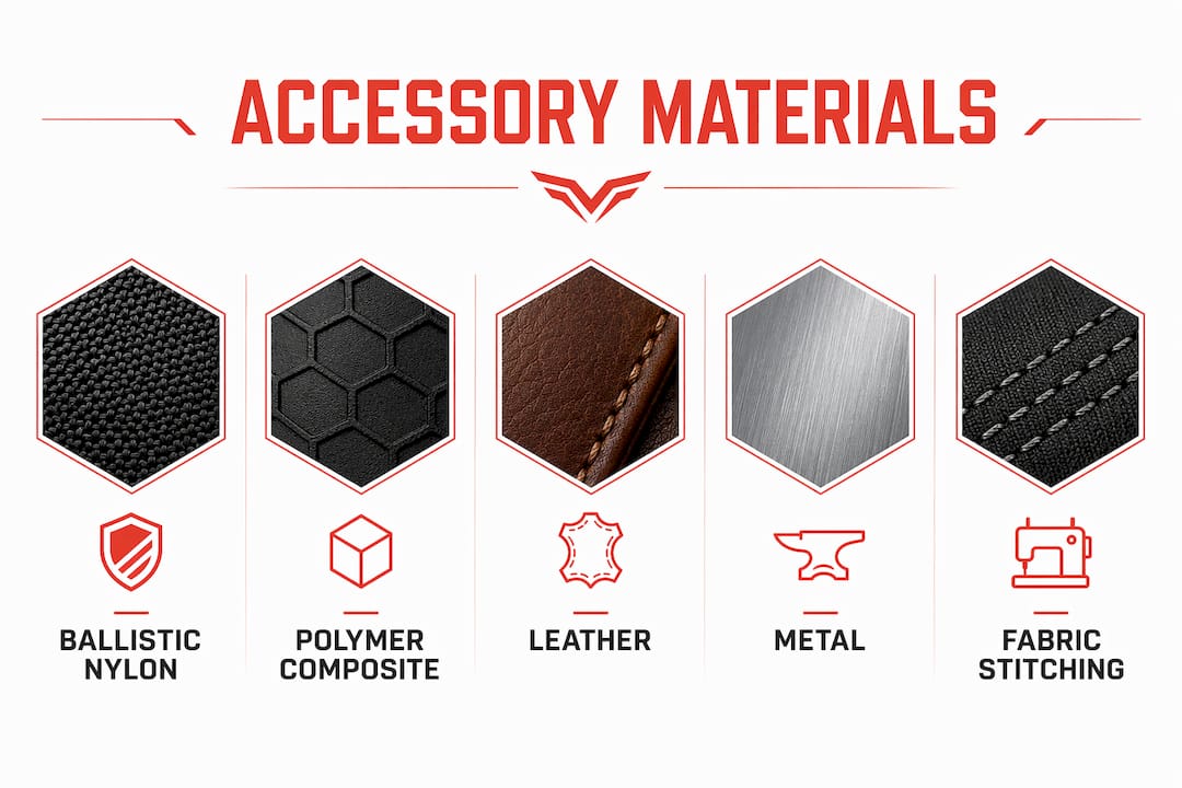 Infographic displaying ranked material types for duty belt accessories