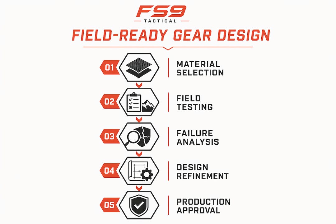 Infographic showing key steps in field-ready gear design