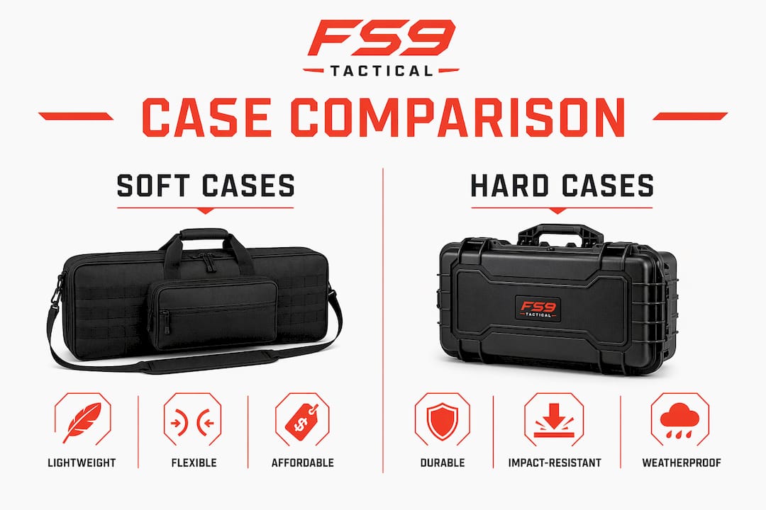 Infographic comparing soft and hard tactical carbine cases