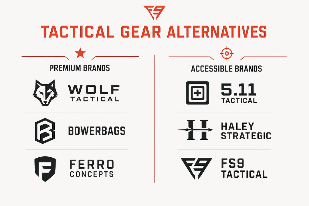 Infographic comparing premium and accessible tactical brands