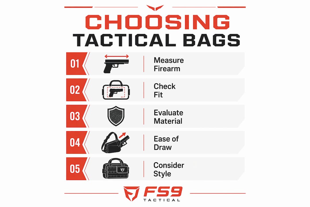 Infographic showing steps to choose tactical bag