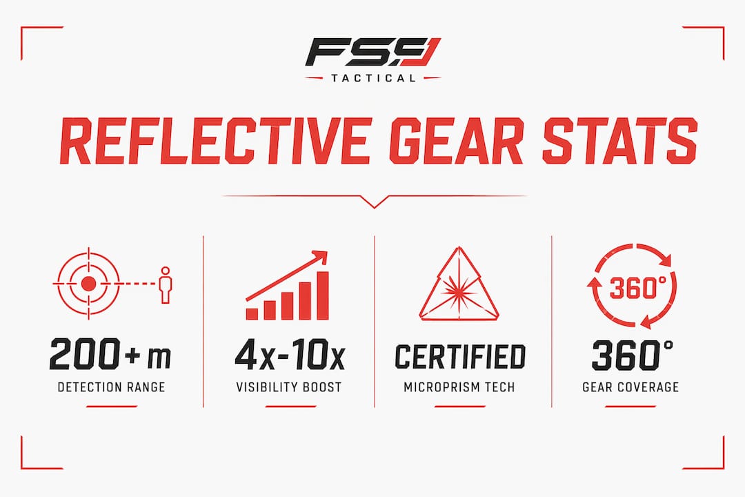 Infographic showing key stats about reflective tactical gear effectiveness