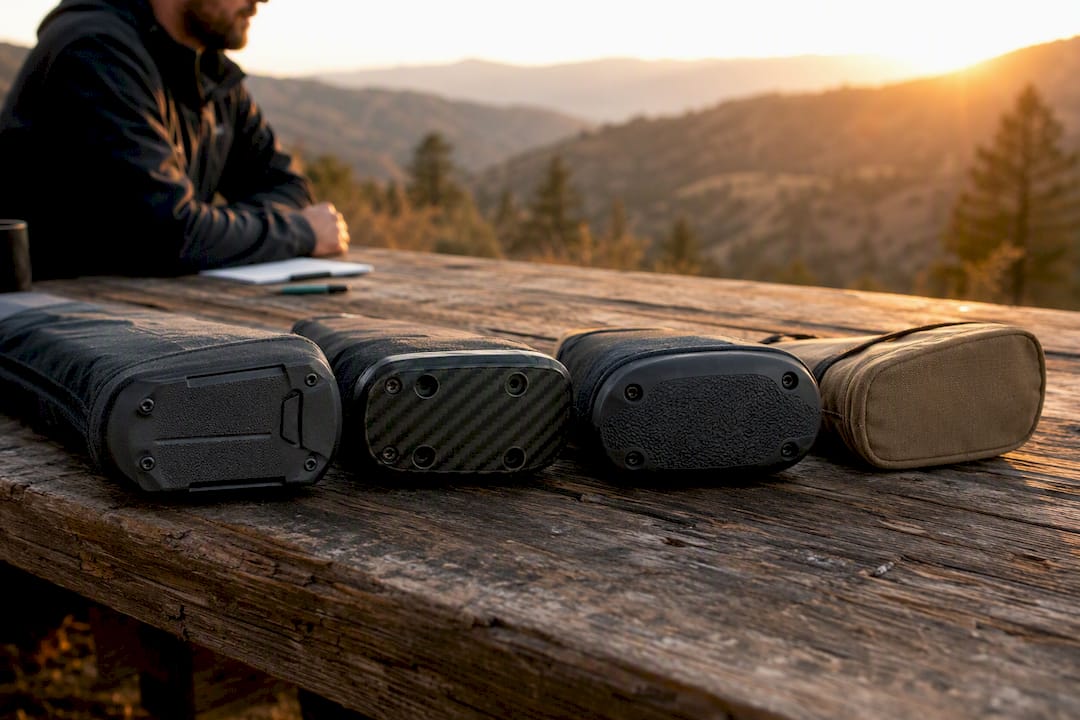Four types of rifle case end cap materials