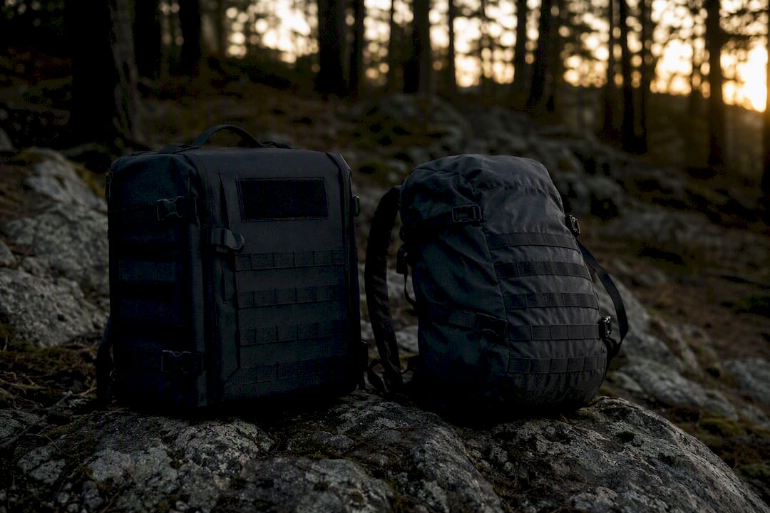 Two tactical backpacks contrasting bulk and flexibility