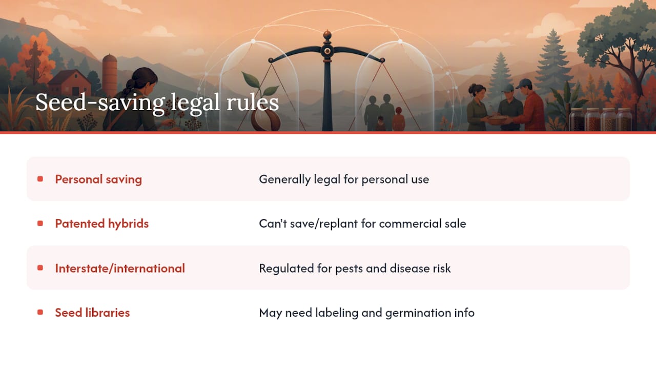 What Legal Rules Apply to Seed Saving and Storage? — overview diagram