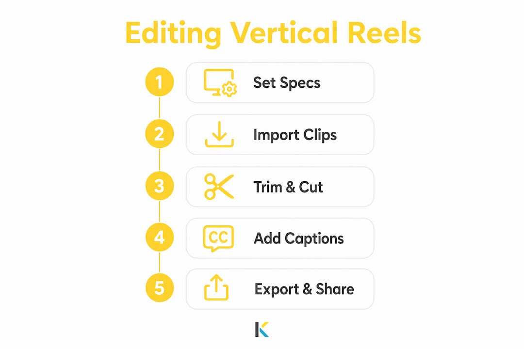Infographic showing steps for editing vertical reels