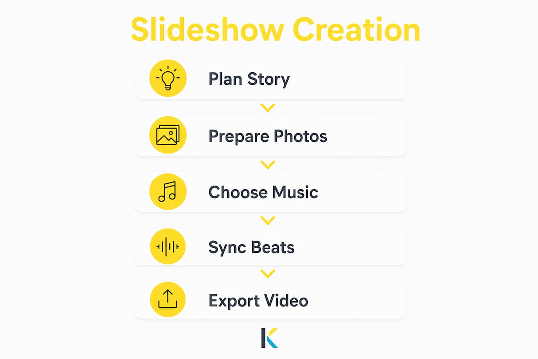 Infographic illustrating slideshow creation steps