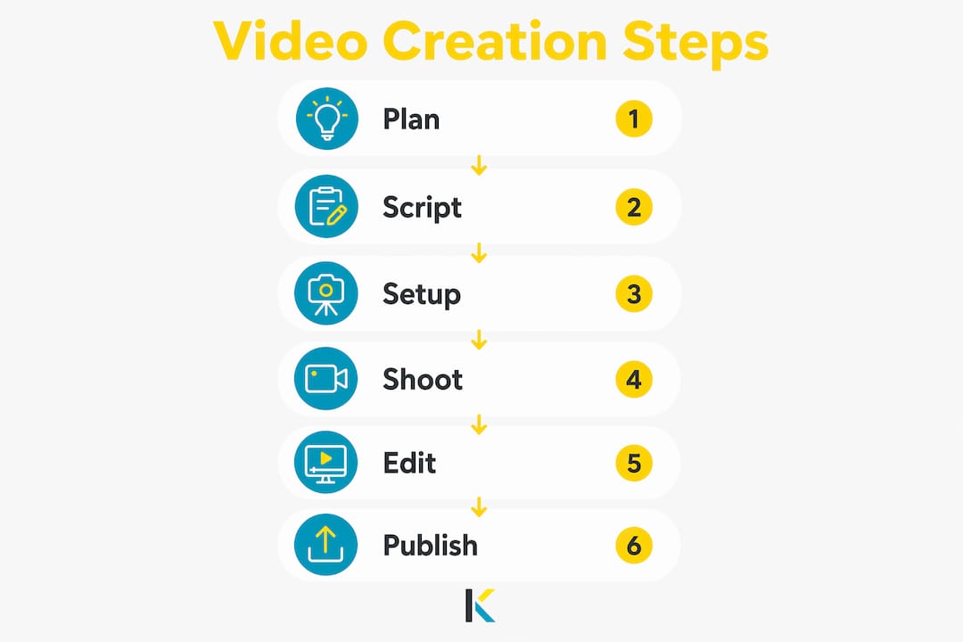 Infographic showing video creation step-by-step process