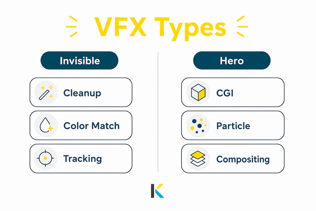 Infographic comparing invisible and hero visual effects