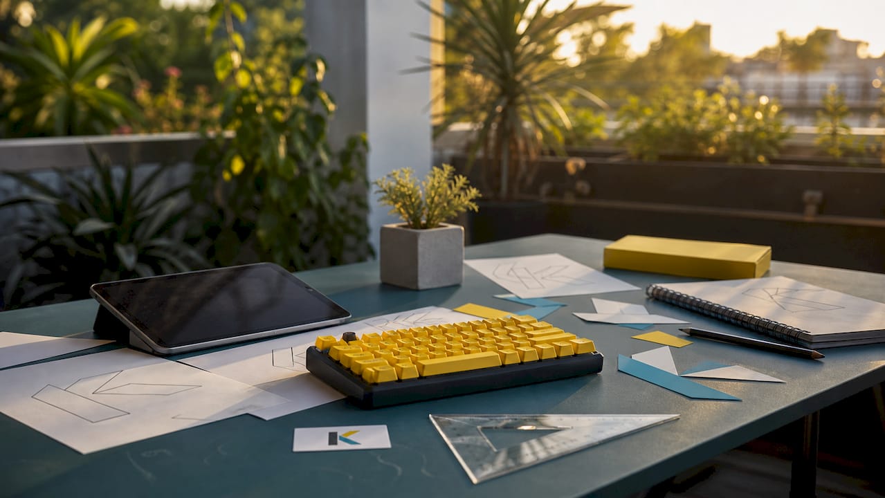 Overhead of futuristic motion graphics animation tools