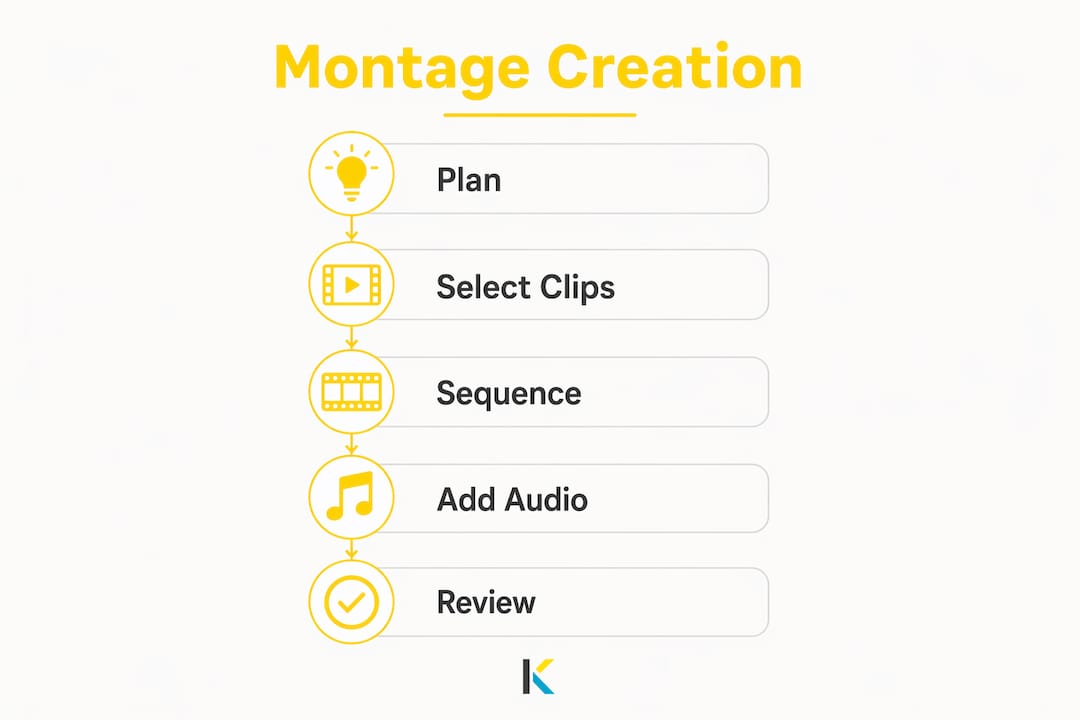 Infographic illustrating step-by-step montage creation process