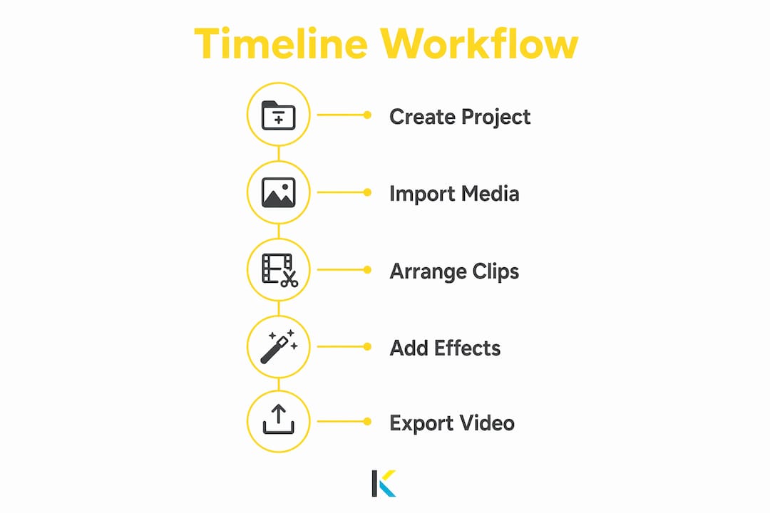Infographic showing video timeline workflow steps