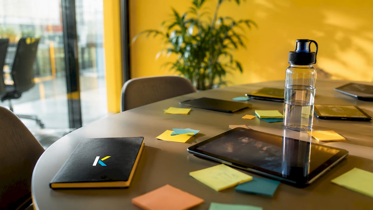 Futuristic meeting space with video editing devices
