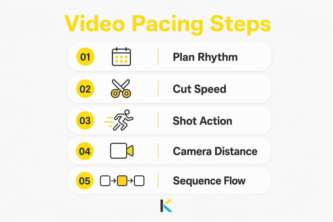 Infographic illustrating steps of video pacing