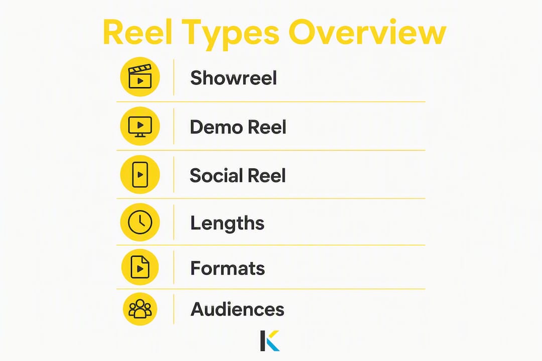 Infographic showing video reel types and characteristics
