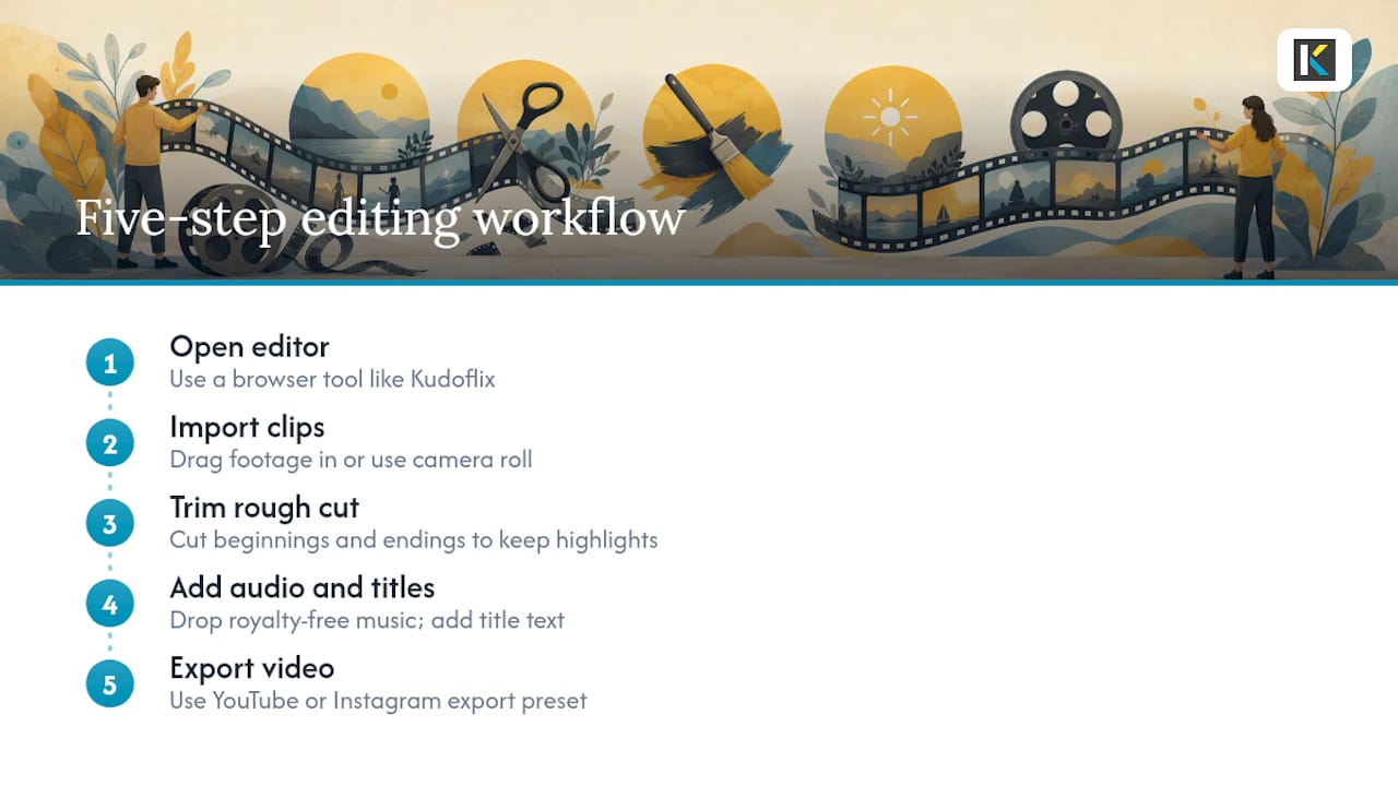 Five-step beginner video editing workflow