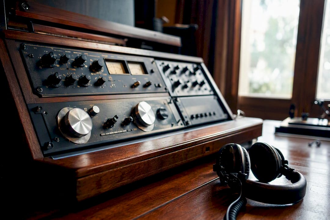 Vintage audio equipment with control knobs and filters