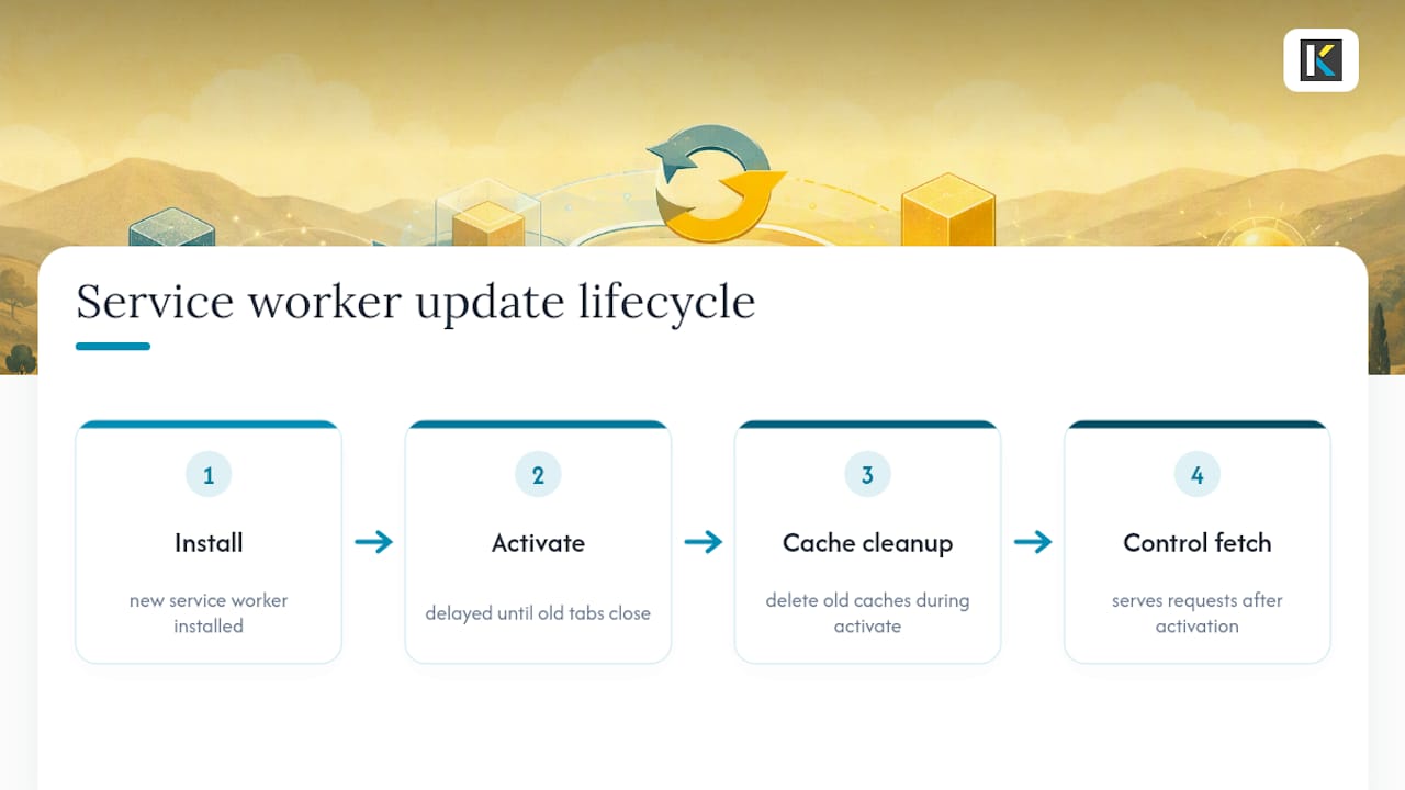 Service worker lifecycle and cache versioning diagram