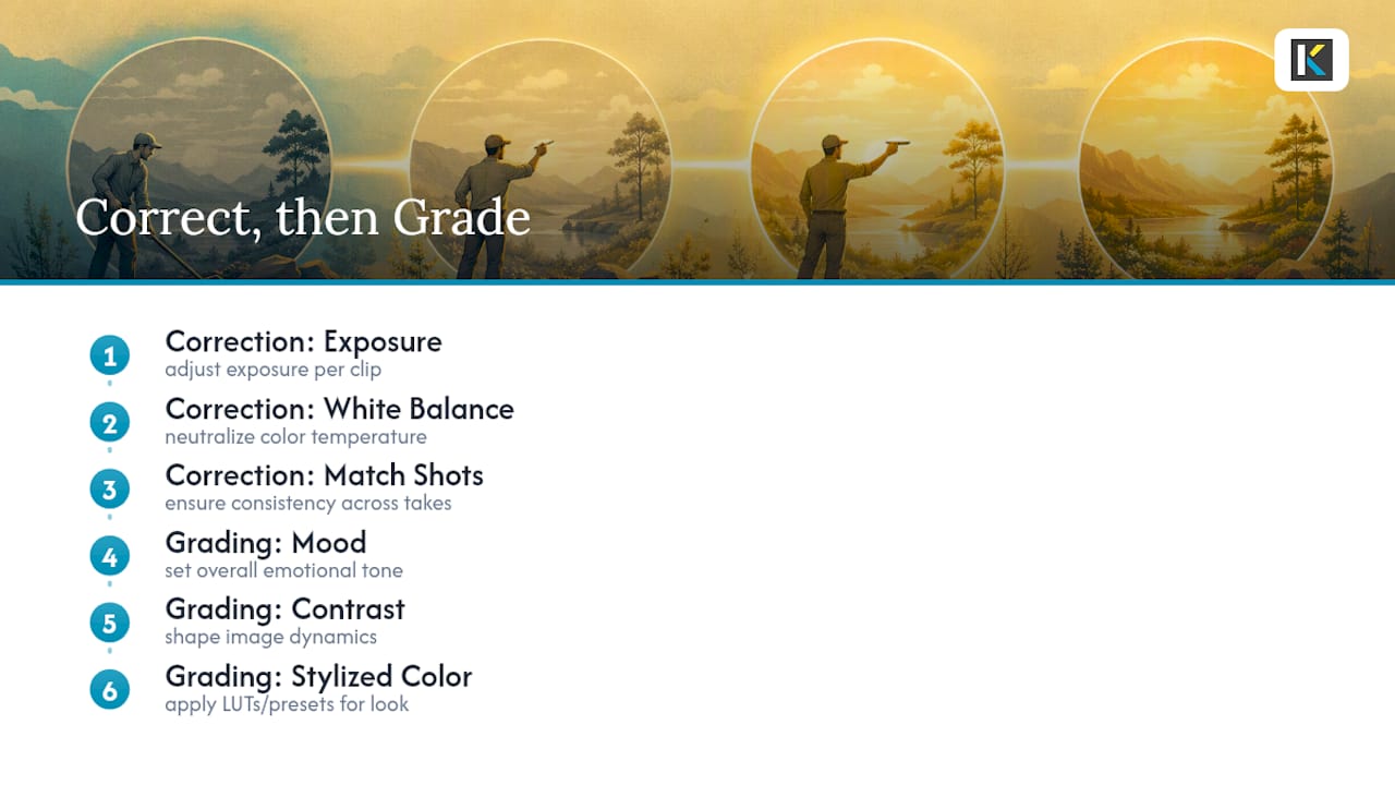 Two-stage correction and grading workflow