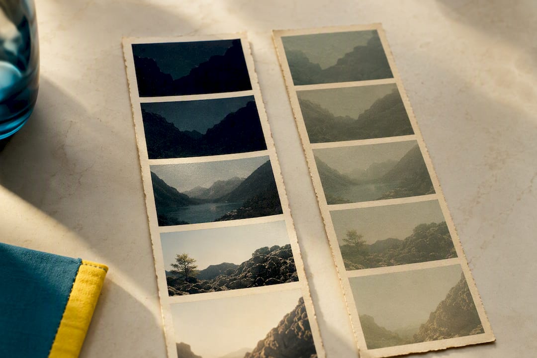 High and low contrast film frames compared