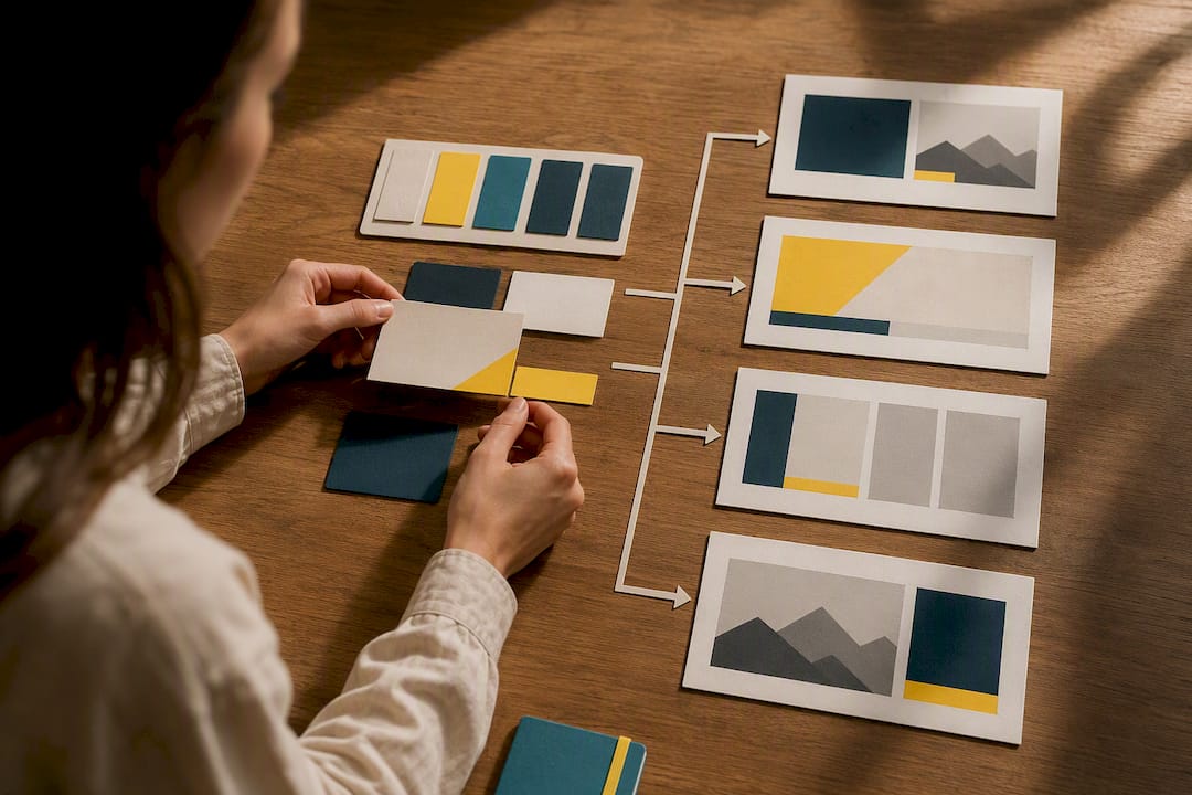 Reusable brand kit swatches and layouts