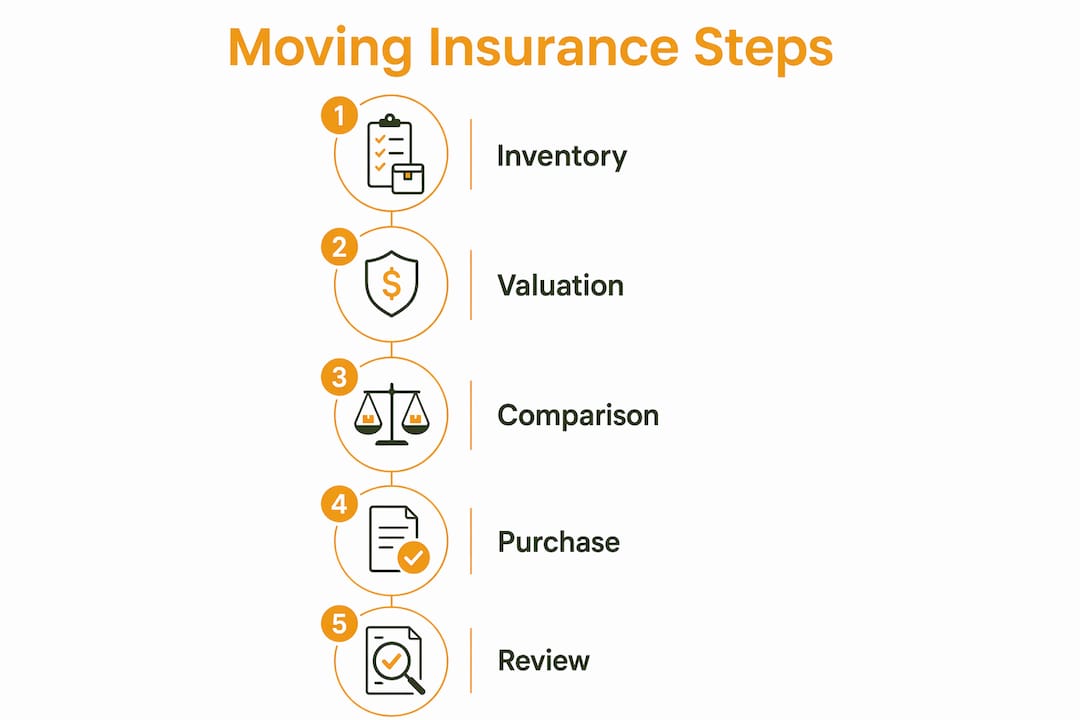 Infographic showing steps to determine moving insurance