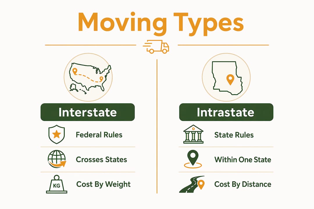 Infographic comparing interstate and intrastate moving